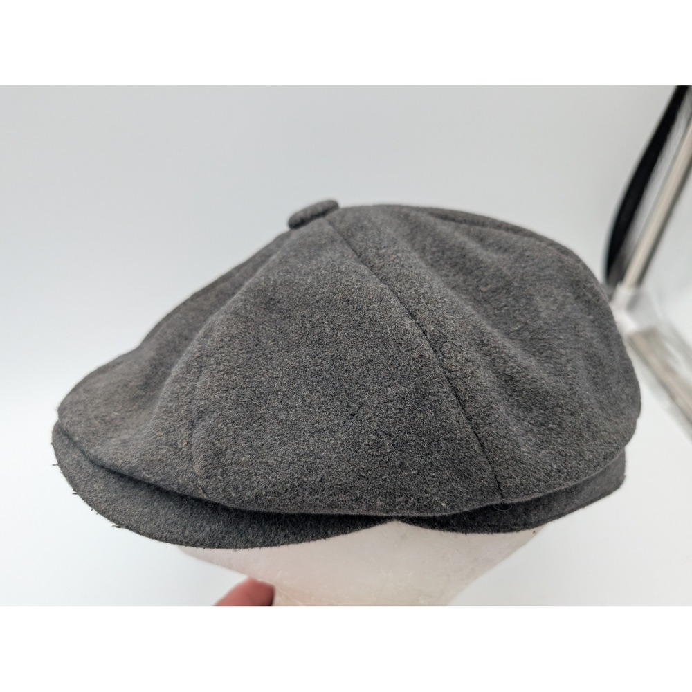 Broner Charcoal Gray Wool Blend Newsboy Cap Flat Hat Plaid Lining Size XL